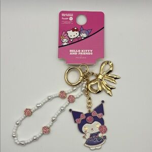 Kuromi Keychain with a Gold Bow #2